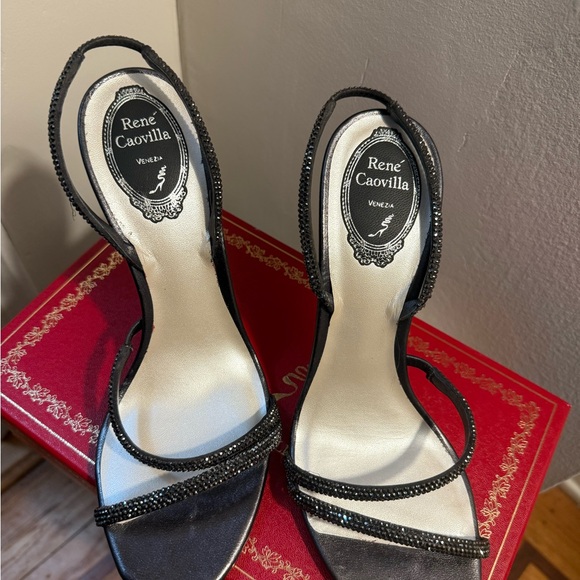 Rene Caovilla Margot Black Strappy Heels - Picture 6 of 6